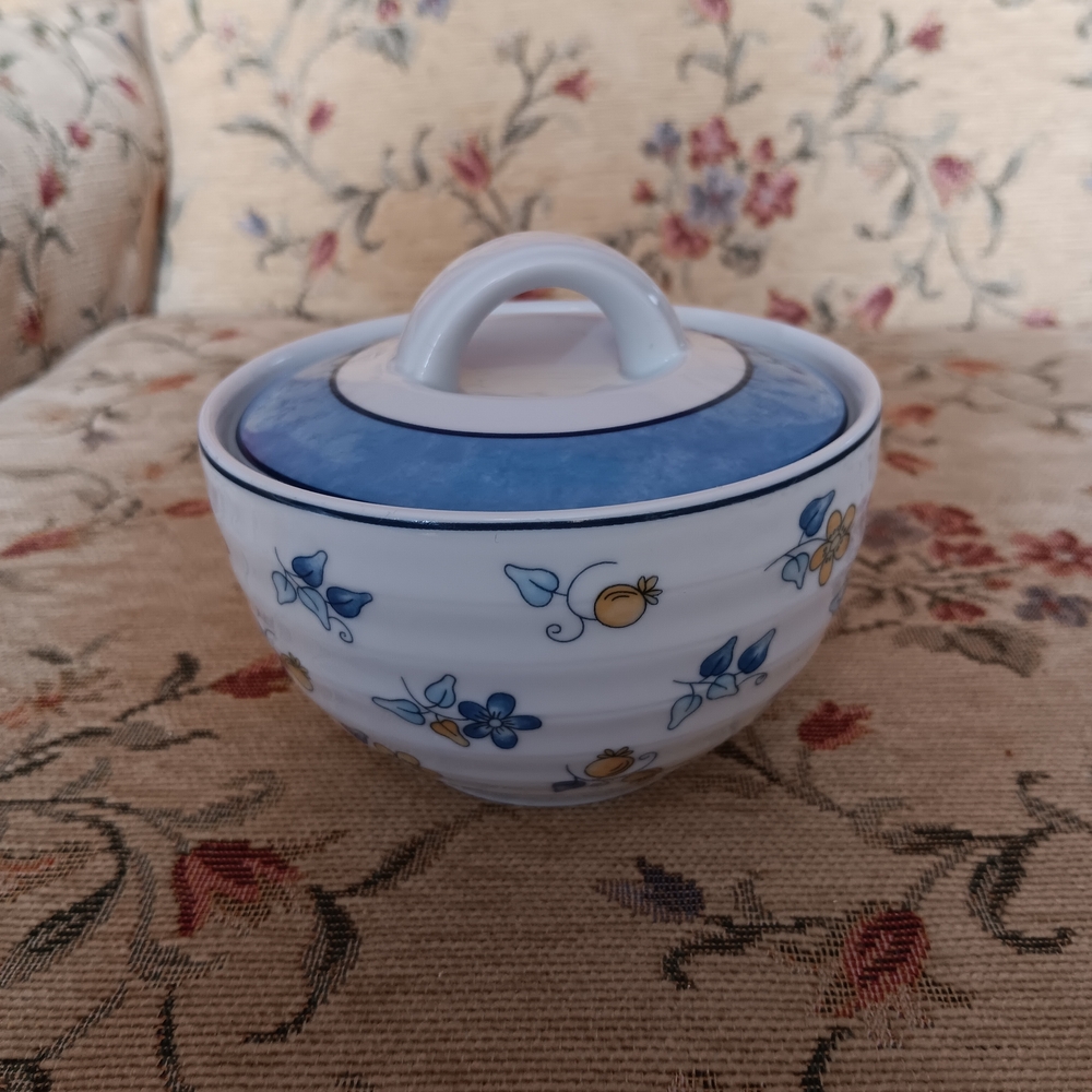 Blue Floral Covered Bowl